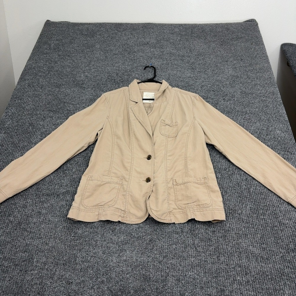 Sonoma Blazer Womens L Beige Linen Rayon Lightweight Casual Professional Office